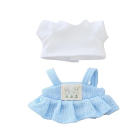 Clothes for Dolls Accessories (No Doll), Kawaii Shirt Skirt Outfit Set 2 Pieces for 15cm 17cm Doll Suit, Stylish Dress Up Doll Clothing Set Replacement Blue