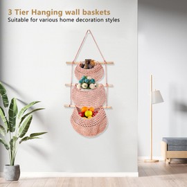 GDWD Set of 3 Hanging Bags, Hanging Organiser, Door Wall Organiser, Utensil Bag, Hanging Bags, Storage Bag for Children's Room, Bathroom, Living Room, Bedroom, Office (Pink)