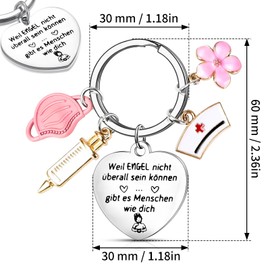 FLEXNOVA Nurse Keyring, Metal Lanyard Nurse Gifts Key Fob Nurse Medical Key Chain Doctor Nurse Accessories for Nurses, silver, Unit size