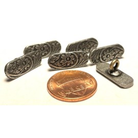 Unbranded 6 Vintage Oval Antique Silver Tone Metal Shank Buttons 18mm 11/16" Long 12723