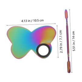 FOMIYES 1 Set Makeup Palette Transparent Makeup Pallet Color Mixing Plate Nail Art Mixing Tray Spatula Primer Nail Art Tools Rings Nail Pallet for Nail Art Blush Colorful Stainless Steel
