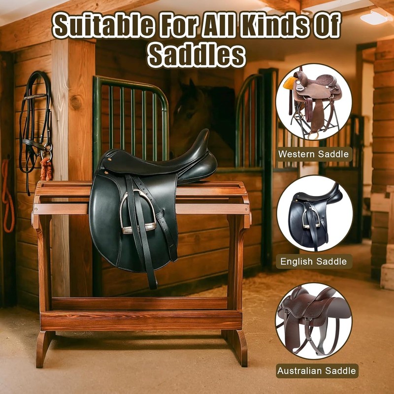 Large Wood Saddle Rack with Curved Top Surface,Bridle Rack &