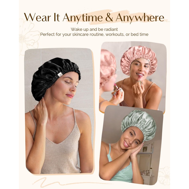 YANIBEST Silk Bonnet Satin Bonnet for Sleeping Women Men, Adjustable