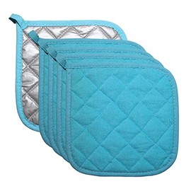 5 PCS Pot Holders for Kitchen, Cotton Potholers with Great Heat Resistance, Hot Pads, Trivets for Cooking and Baking Blue