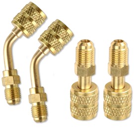 R410A Adapter 5/16'' SAE Female to 1/4'' SAE Male Flare R410A Adapter For Mini Split Vacuum A2l Refrigerant for Air Conditioners HVAC（2 Straight + 2 Angled ）