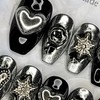 Chrome silver handmade nail tips, pedi tips - Almond S