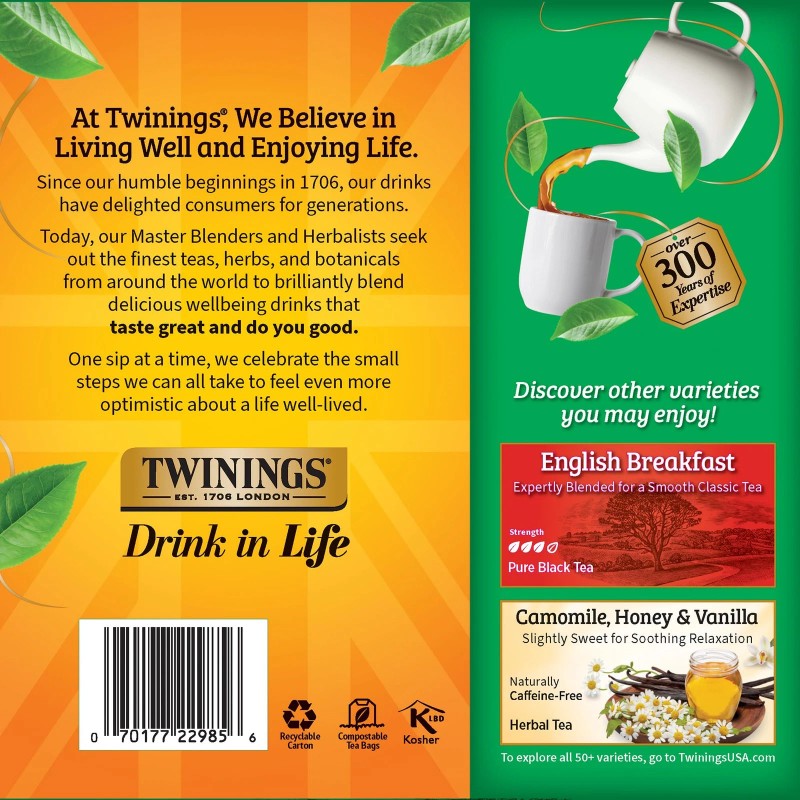 Twinings Irish Breakfast Black Tea Individually Wrapped Bags, 100 Coun