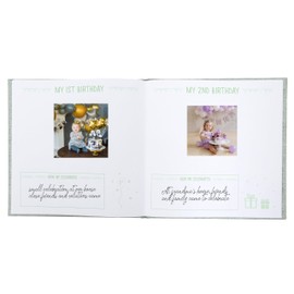 Kate & Milo Linen Baby Memory Book, First 5 Years Baby Journal and Milestone Scrapbook, Newborn Keepsake Album for Boys and Girls, Sage Green