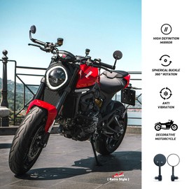 WTZMOTO Motorcycle Bar End Mirrors, CNC Aluminum 7/8" Handlebar End Rear Side Mirrors, Round Anti Glare, Compatible with Most Motorcycle, Scooter, Moped, Ducati, Suzuki, Honda Grom, ATV