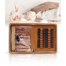 Interchangeable Circular Knitting Needle Set, 9 Pairs of Circular Knitting Needle Set, 3 to 6mm Metal Knitting Needles Set with Ergonomic Handles and Storage Bag, for Weaving Project