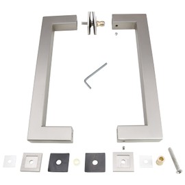Stainless Steel 304 Grade Tubular Back to Back Shower Door Pull Handle (8-Inch, Square, Brush Satin Finish SSSP203S)
