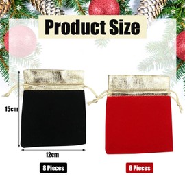 GTYHH 16-Piece Velvet Bag Set, Velvet Bag with Gold Trim, Jewellery Gift Bag, Small Gift Bag with Drawstring, Jewellery Velvet Bag, Suitable for Weddings, Parties, Gifts, red