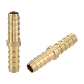 sourcing map Hose Barb Fitting, 3/8 to 3/8 Inch Brass Hollow Straight Quick Connector for Water Fuel Air Oil Gas, Pack of 2