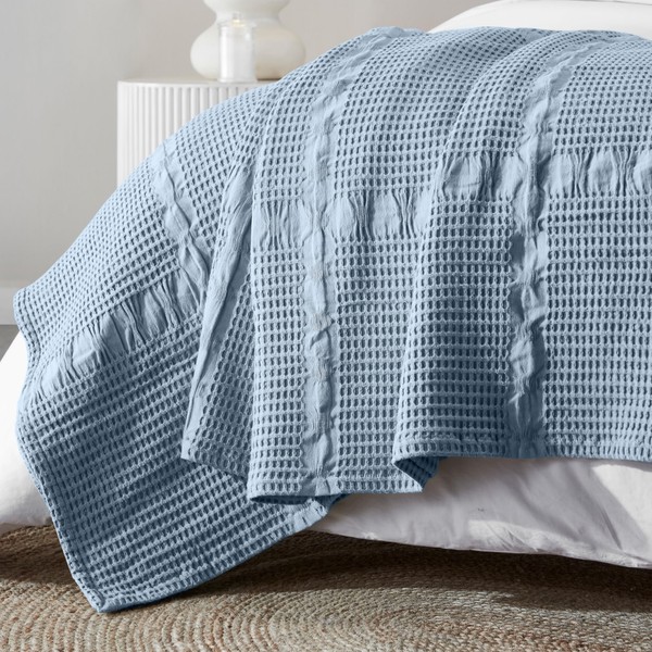 Superior Waffle Weave Cotton Blanket, Comfy Blanket for Bedroom Decor,