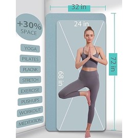 Alfombrilla de yoga de doble cara antideslizante, 72 x 32 x 7 mm, extra ancha y gruesa para mujeres, hombres y niños, alfombrillas de yoga profesional