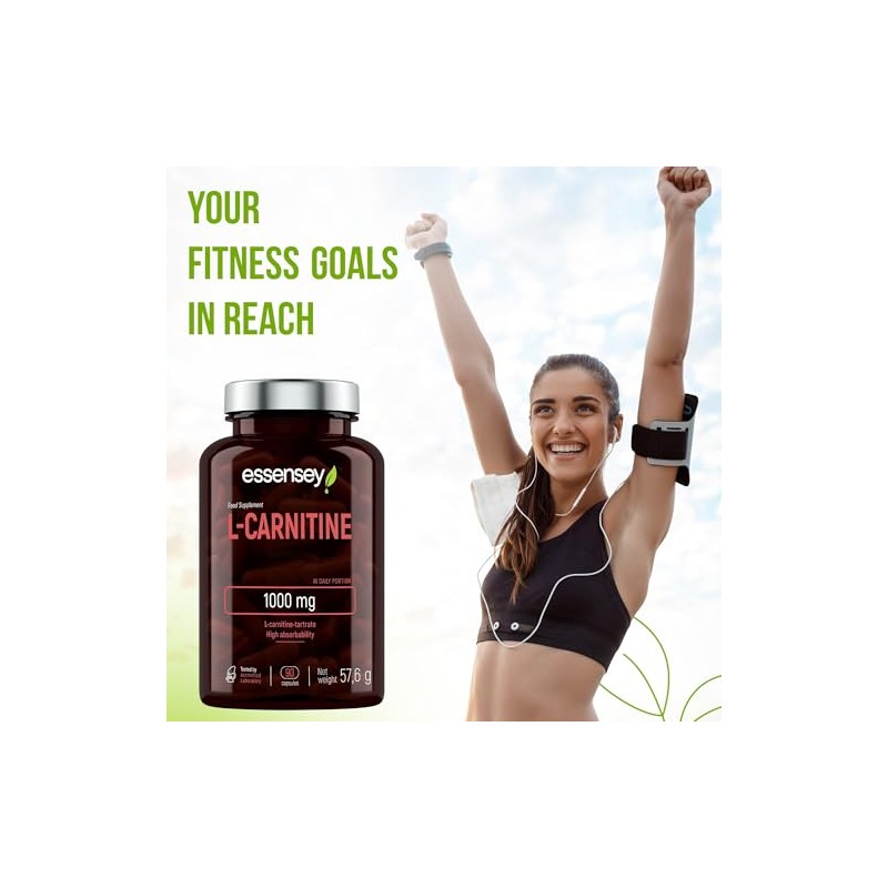Essensey L-Carnitine 1000mg - 90 Capsules | High Absorption Form