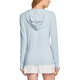 Tesla Women's Long Sleeve Zip-up Rash Guard, Sun Protection, Hoodie, UPF 50+, Sweat Absorbent, Quick Drying, Dry, Active, Long Sleeve, Sports Trainer, sky blue (FSZ24)