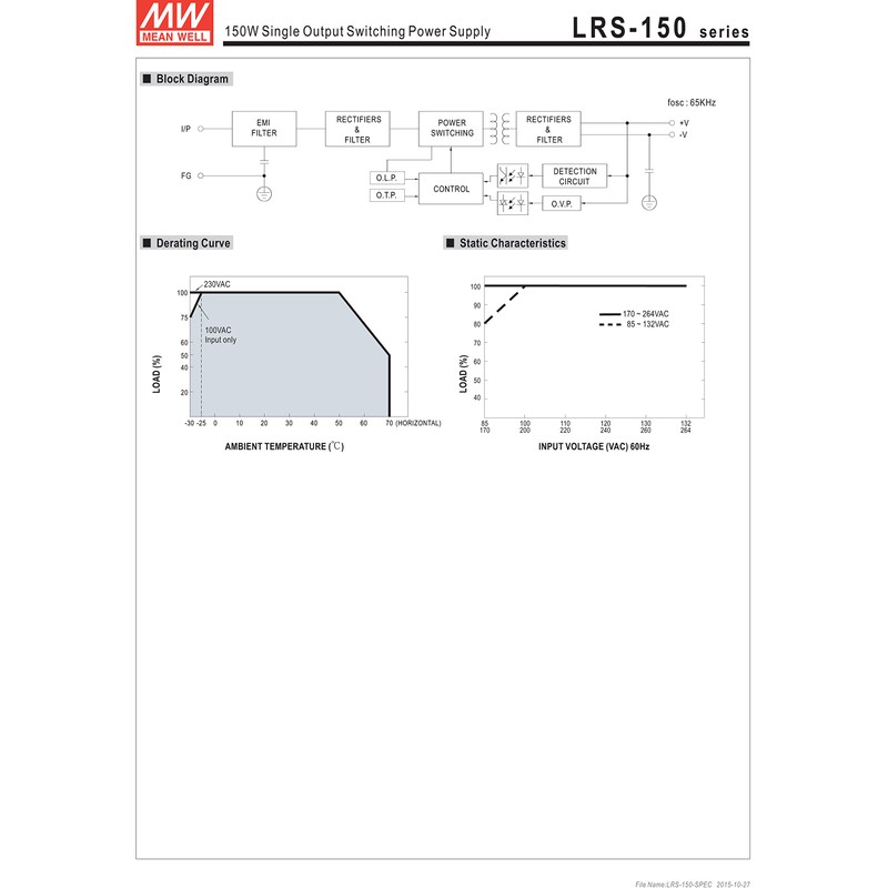 MEAN WELL LRS-150-48 150W 48V 3.3A Switching Mode Power Supply