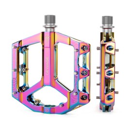 GEWAGE MTB Pedals Bicycle Pedals Set - Flat Pedals for Mountain Bike & Gravel Bike, Non-Slip & Durable, Aluminium Alloy, CNC Machined, 9/16 Inch Axle, Easy Installation (Multi-Colour)