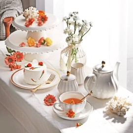 Value Ceramic Diana Cafe Brunch Gold Teatime Series, Sugar Bowl 240mlSugar Bowl 240ml_White White / 벨류세라믹 다이애나 카페 브런치 골드 티타임 시리즈, 슈가볼 240ml슈가볼 240ml_화이트화이트