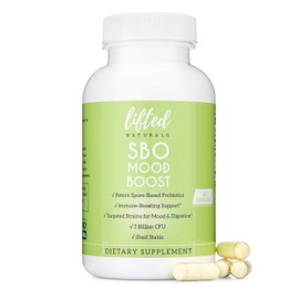 Lifted Naturals Probiotics - SBO Mood Boost Probiotic - Spore/Soil-Based - Digestion & Mood Support - Histamine-Free - Natural Mood Support - 60 Day Supply, Non-GMO, Dairy-Free, Gluten-Free, Vegan