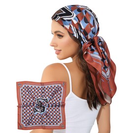 AWAYTR 35” Alphabet Head Scarf for Women Like Silk Scarf for Hair Scarves Hair Bandana For Women Headscarf Hair Wrap Scarfs Neck (S)