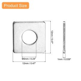 uxcell 50pcs M6x12x1mm Square Plate Bearing Washers 304 Stainless Steel Plate Square Plate Washers Flat Pad Spacer Gasket for Hardware Fastener