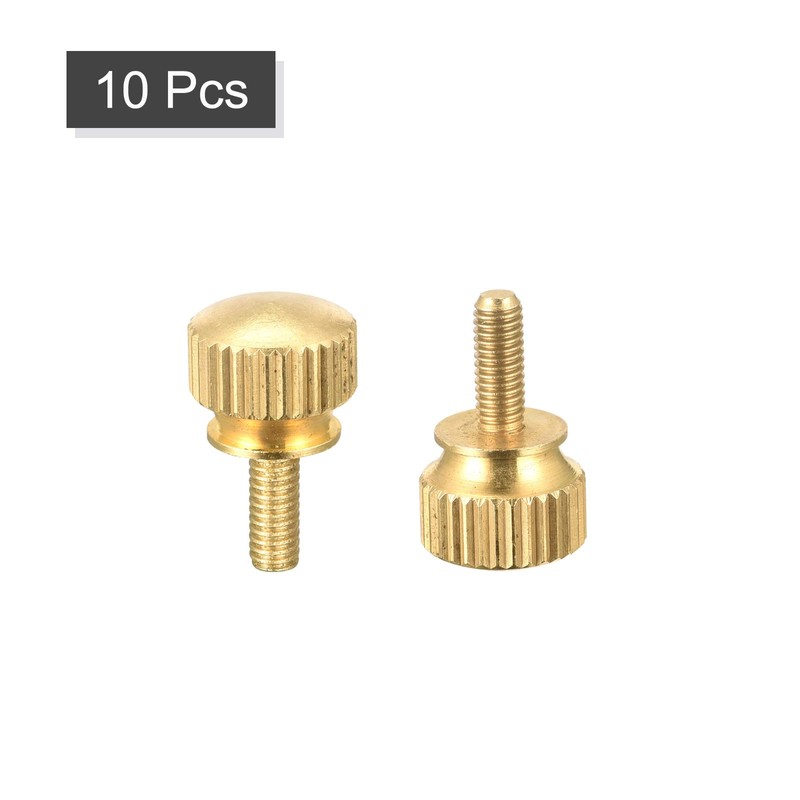 sourcing map 10Pcs Knurled Thumb Screws, M3x8mm Brass Shoulder Bolts