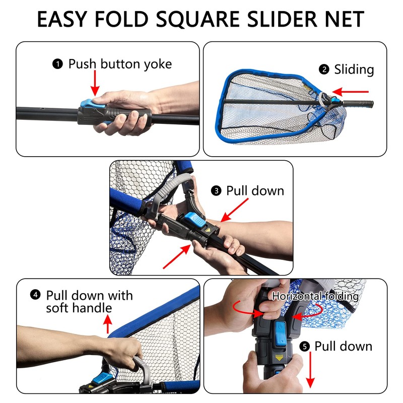 Black Paw Fish Landing Ne Easy Fold Square Sliding Net