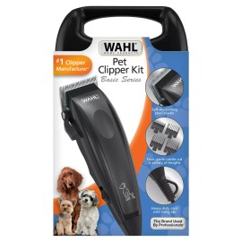 Wahl Basic Series Touch Up Corded Pet Clipper, 10 Piece Dog Grooming Kit - Black