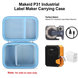 Elonbo Carrying Case for Makeid P31 Industrial Label Maker Machine, Thermal Transfer Label Printer Portable Bluetooth Labeler Storage Holder, Wire and Cable Labeling Machine Travel Bag, Blue