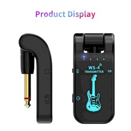 2.4GHz Wireless Guitar System:Wireless Guitar Transmitter Receiver,Rechargeable Audio with 8 Siganl Channels for Electric Guitar Bass Electric Wind Instruments,48K/16bit Real-time Transmissio (Black)
