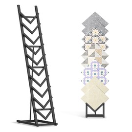 WYJREES Floor Standing Tile Display Rack, Metal Sample Tiles Display Stand for Retail Stores, 10 Tier Floor Tile Display Storage Rack, Tile Samples Organizer for Commercial Exhibition Hall