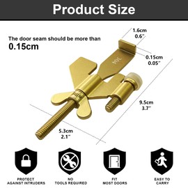 AceMining Upgraded Portable Door Lock Home Security Door Locker Privacy Perfect for Traveling Hotel Home Apartment College and Travel Lockdown Locks for Additional Safety, Golden