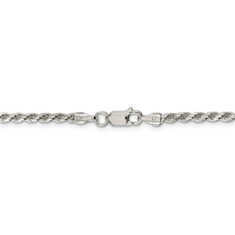 Diamond2Deal Sterling Silver 2.75mm Diamond-cut Rope Chain Necklace