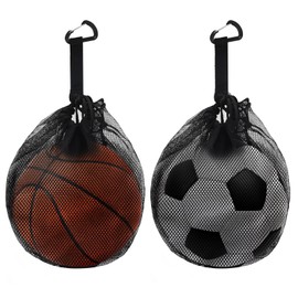 FINEASY Pack of 2 Ball Bag, Ball Net 1 Ball, Basketball Bag with Drawstring, Football Net, Football Backpack, Portable Ball Net, Ball Bag for Football, Basketball, Tennis and Volleyballs