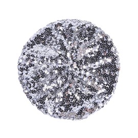 TRADERPLUS Women Sparkly Sequin Beret Fashion Beanie for Dancing Party, Club, Disco (AU, Alpha, Medium, Large, Silver)