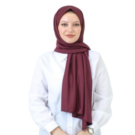Prien Hijab For Women Muslim Lightweight Scarf Head Scarves For Girls Islamic Long Headscarf Chiffon Shawl Prayer Set Ramadan (Cherry)