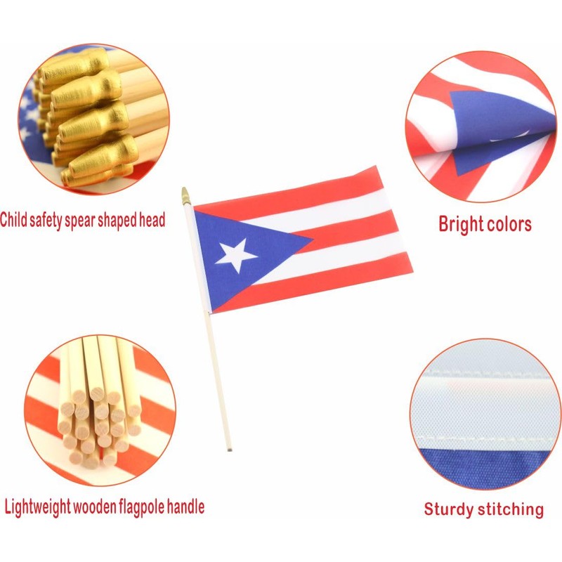 20 Pack Puerto Rico Flags Puerto Rican Stick Flag Small