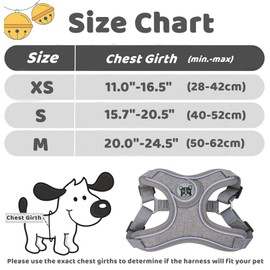 ORYEDA Dog Harness No Pull for Small Size, Easy Walk Adjustable Pet Harness, No-Choke Soft Padded Dog Vest, Reflective Breathable Pet Oxford Cloth with 2 Metal Leash Clips