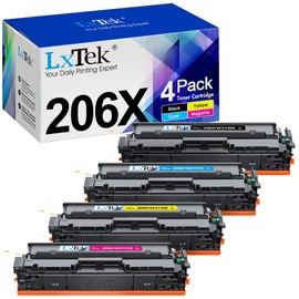 LxTek Compatible for HP 206X Toner Cartridges 4 Pack High Yield Replacement for HP 206X 206A to Use with HP Color Pro MFP-M283fdw M283cdw Pro M255dw M283 M255 (with Chip -B/C/Y/M)