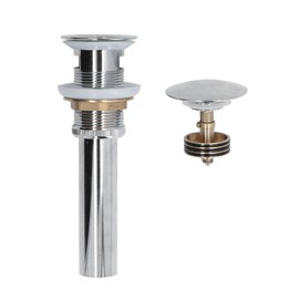 Sink Drain Stopper Copper Stainless Steel Bathroom Wash Basin Sink Drain Part for Home KitchenSilver with Overflow