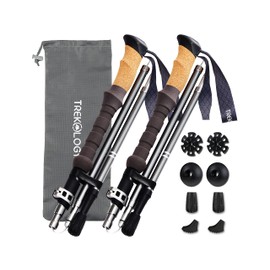 TREKOLOGY Trek-Z Cork Grip Trekking Poles – Lightweight Folding Hiking Poles, Adjustable Height, Compact Travel Design, Aircraft-Grade Aluminum Walking Sticks for Men & Women