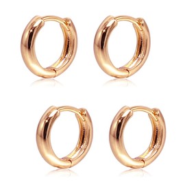Krstudent Gold Hoop Earrings Pack 18K Rose Gold Plated Small Hypoallergenic Hoop Huggie Earrings Set for Women Girls