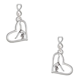 Delight Jewelry Silvertone Gymnast in Heart Silvertone Infinity Post Earrings