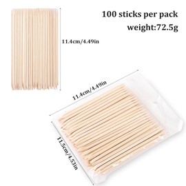 100 Pieces Rosewood Sticks Manicure, Wooden Sticks Double-Sided, 114 mm Wooden Sticks Nail Cuticle Stick, Double End Wooden Cuticle Pusher for Manicure Pedicure Cuticle Care Nail Art Tool