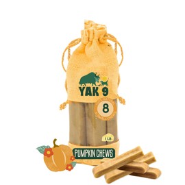 YAK-9 Yak9 Cheese Dog Chews, High Protein Treats, Natural, Rawhide Free, Long Lasting with Vitamins & Minerals, Extra Small Size, Pumpkin, 8 PC, 1lb