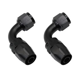10AN Hose End Fitting 90 Degree Swivel for Braided CPE Fuel Hose Black 2PCS