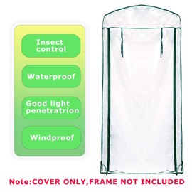 Purlyu 4 Tier Roll-Up Zipper Door Greenhouse Replacement Cover-27 x 19 x 64 Inch Clear PVC Plant Greenhouse Cover for Gardening Plants Cold Frost Protection Wind Rain Proof (Frame NOT Include)