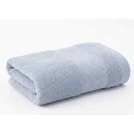 Face Towel, 100% Cotton, 16 Count, Ultra Soft, Absorbent, Quick Drying, 13.0 x 27.6 inches (33 x 70 cm), Light Blue (Vacuum Compression Packaging), Geometric Pattern Border, Suitable for Sensitive